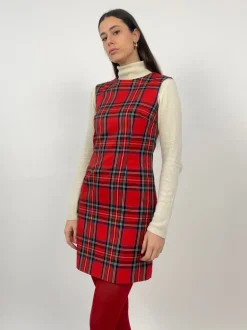 Abito a tubino in lana tartan