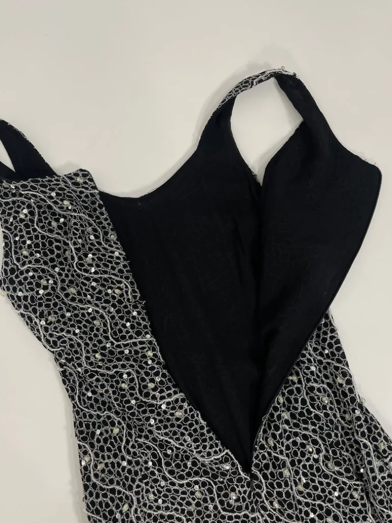 Abito lungo vintage con paillettes e perline