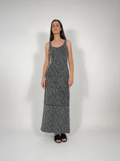 Abito lungo vintage con paillettes e perline