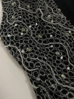 Abito lungo vintage con paillettes e perline