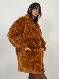 Cappotto anni '80 Couture Hélène in pelliccia sintetica