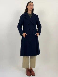 Cappotto lungo doppiopetto in lana