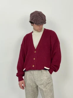 Cardigan in cotone a trecce anni '80