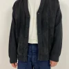 Cardigan in vera pelle e lana