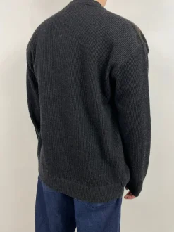 Cardigan in vera pelle e lana