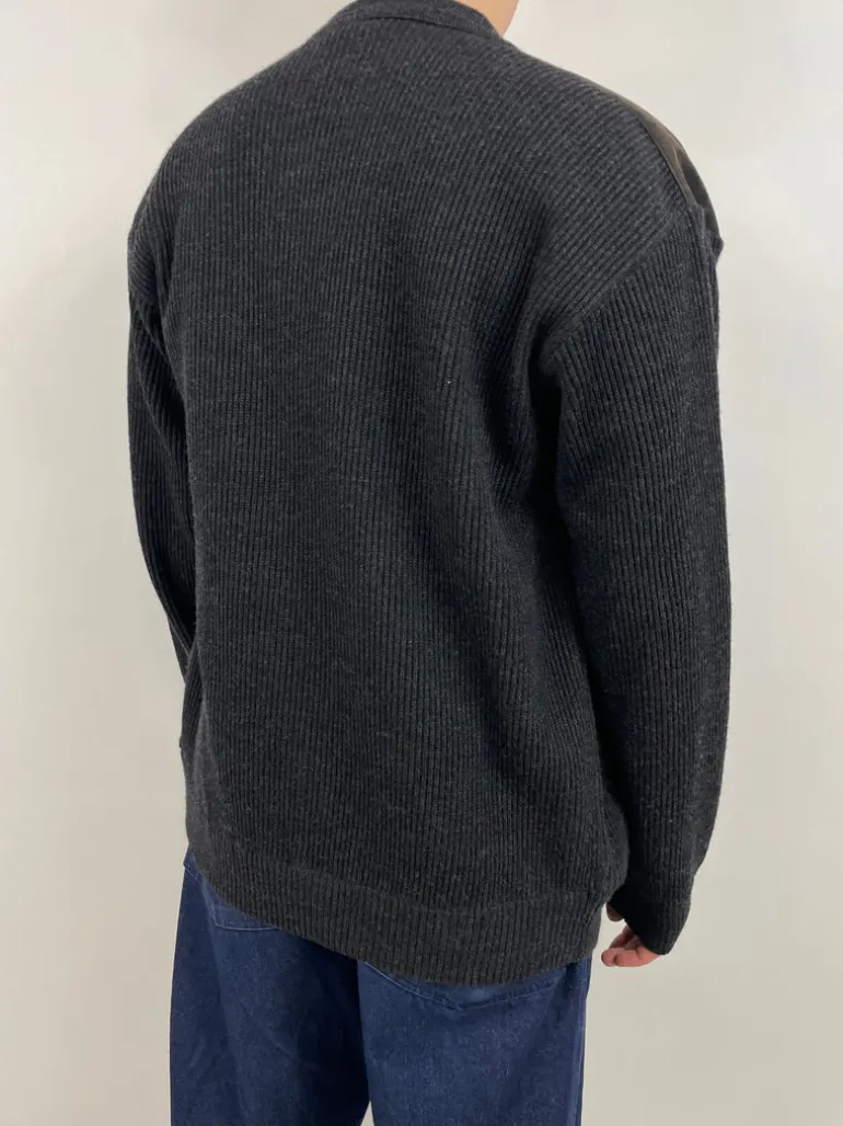 Cardigan in vera pelle e lana