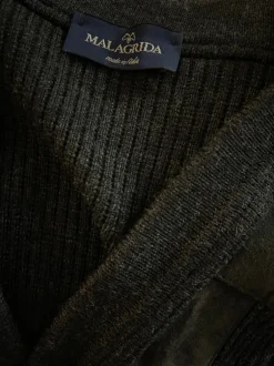 Cardigan in vera pelle e lana