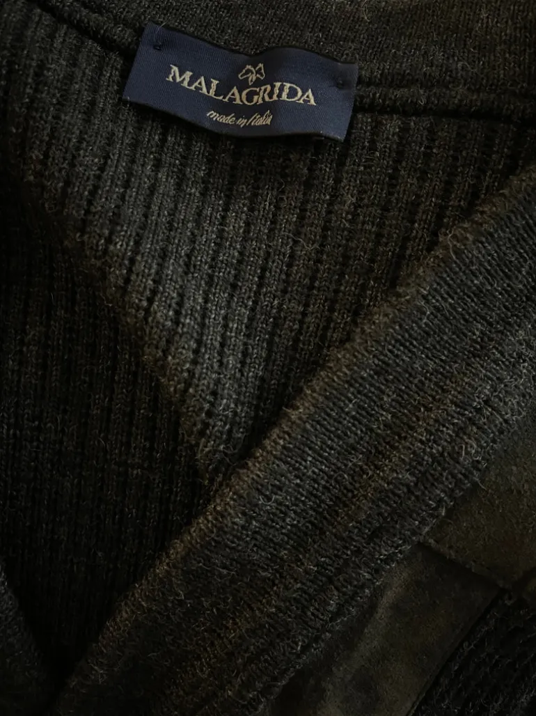 Cardigan in vera pelle e lana