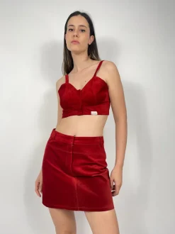 Completo top e minigonna in vera pelle