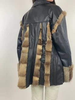 Giacca in pelle e pelliccia vintage