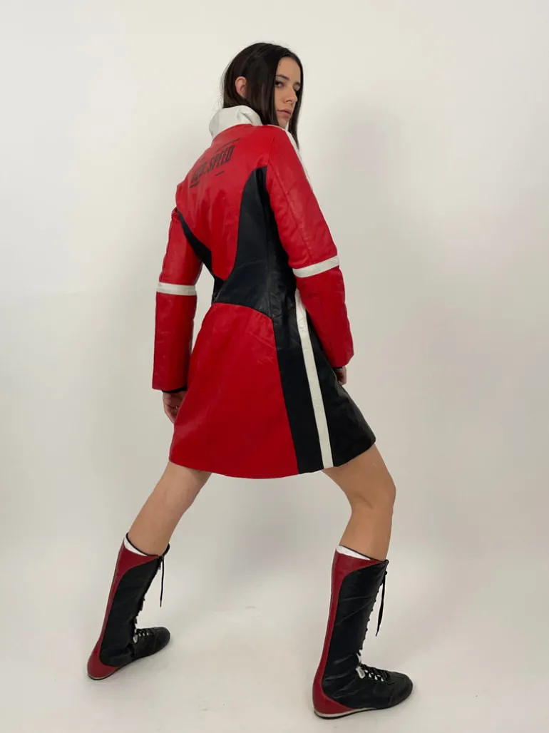 Giacca lunga in pelle vintage