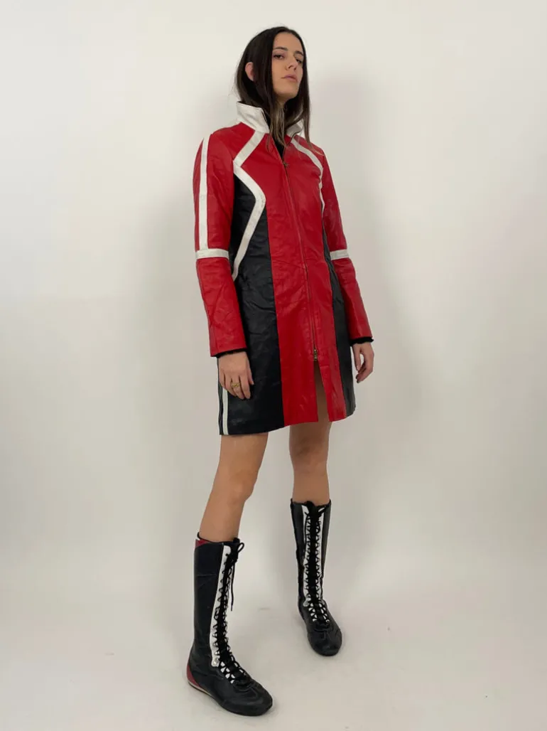 Giacca lunga in pelle vintage
