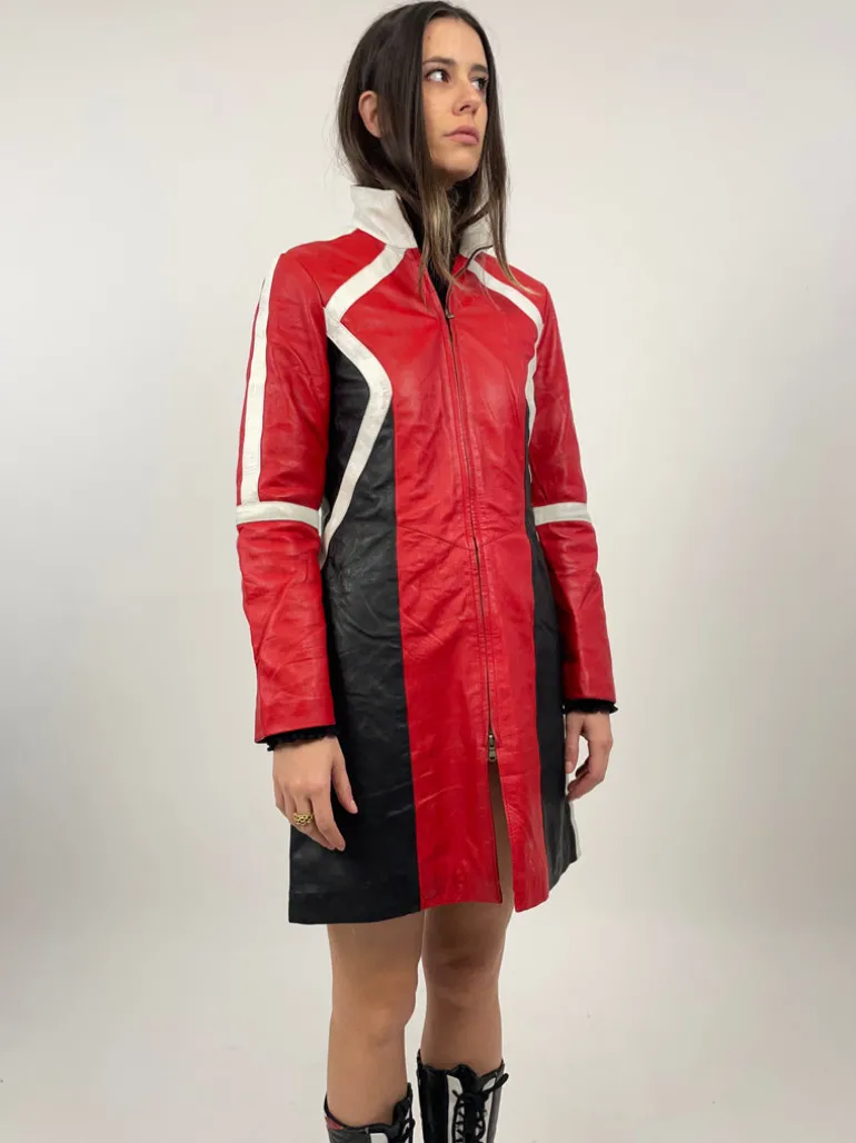 Giacca lunga in pelle vintage