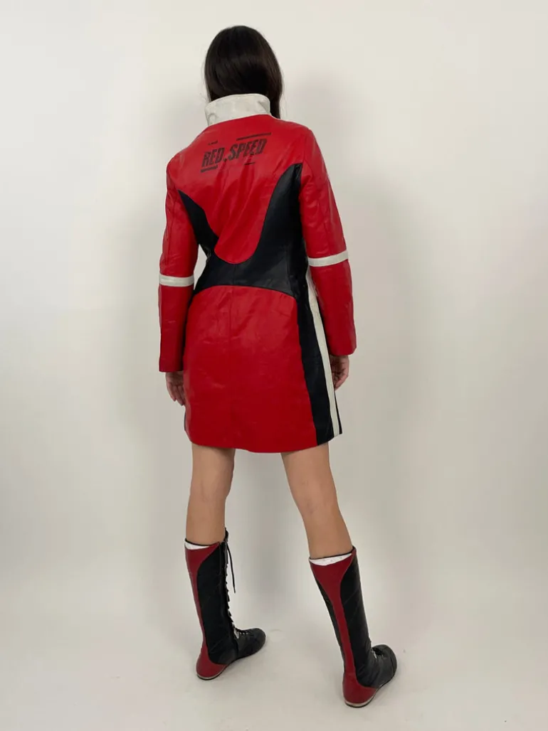Giacca lunga in pelle vintage