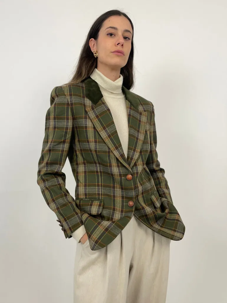 Giacca vintage in lana a quadri