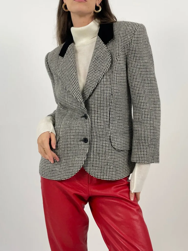 Giacca vintage in lana pied de poule