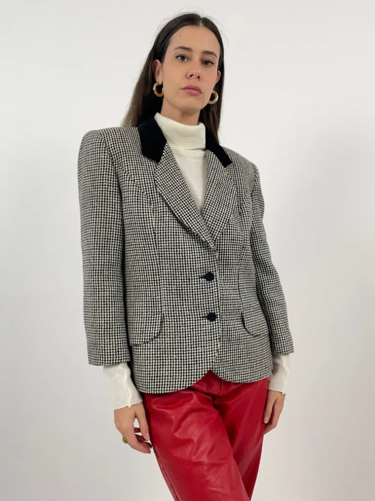 Giacca vintage in lana pied de poule