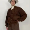 Giacca vintage in pelle scamosciata