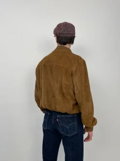 Giacca vintage in pelle scamosciata