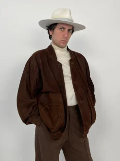 Giacca vintage in pelle scamosciata