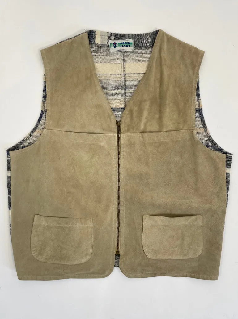 Gilet anni '80 in camoscio e lino
