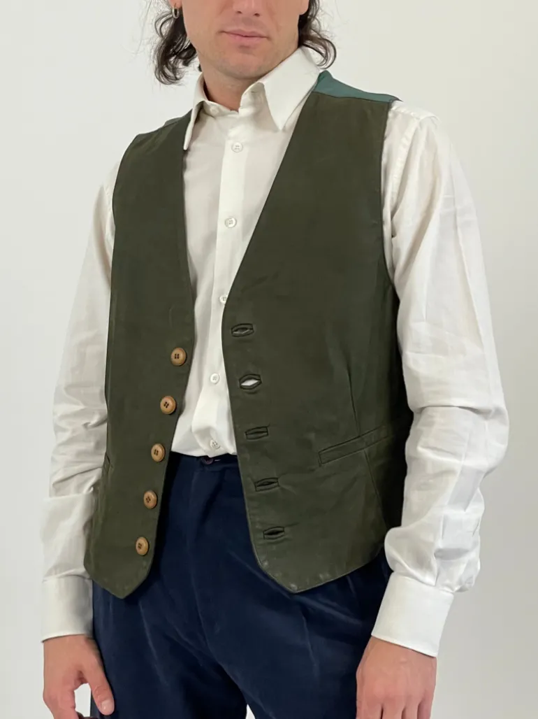 Gilet vintage in vera pelle