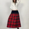 Gonna lunga in lana tartan anni '70