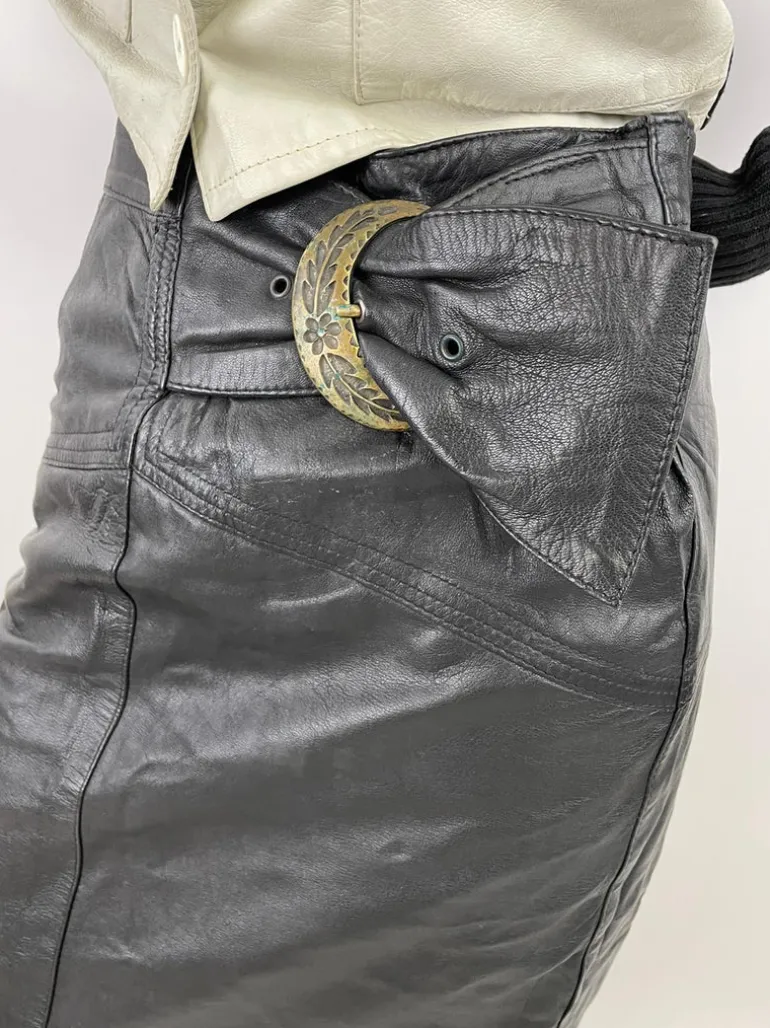 Gonna tubino in pelle anni '80