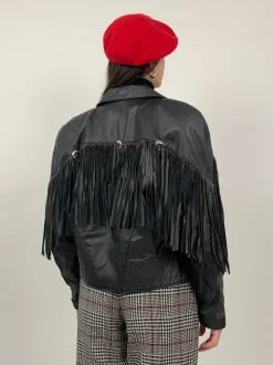 Leather jacket con frange anni '80