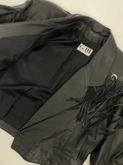 Leather jacket con frange anni '80