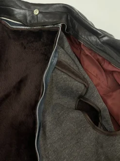 Leather jacket Trojan anni ‘70 con pelliccia