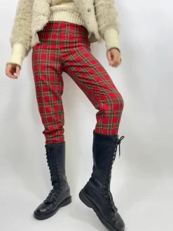 Pantaloni vitantage in lana tartan