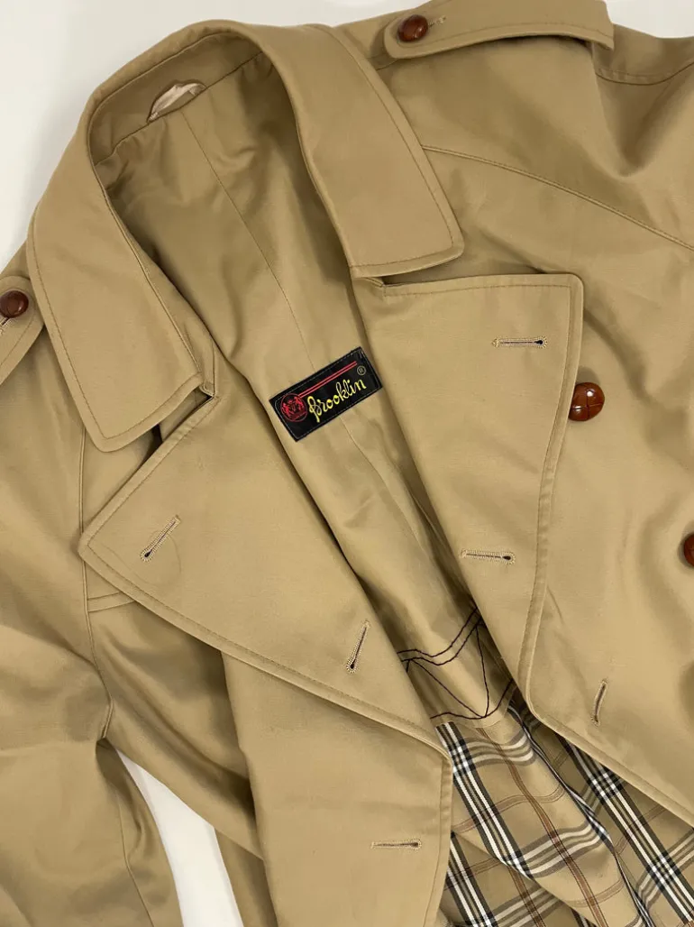 Trench anni '70 con fodera interna a quadri