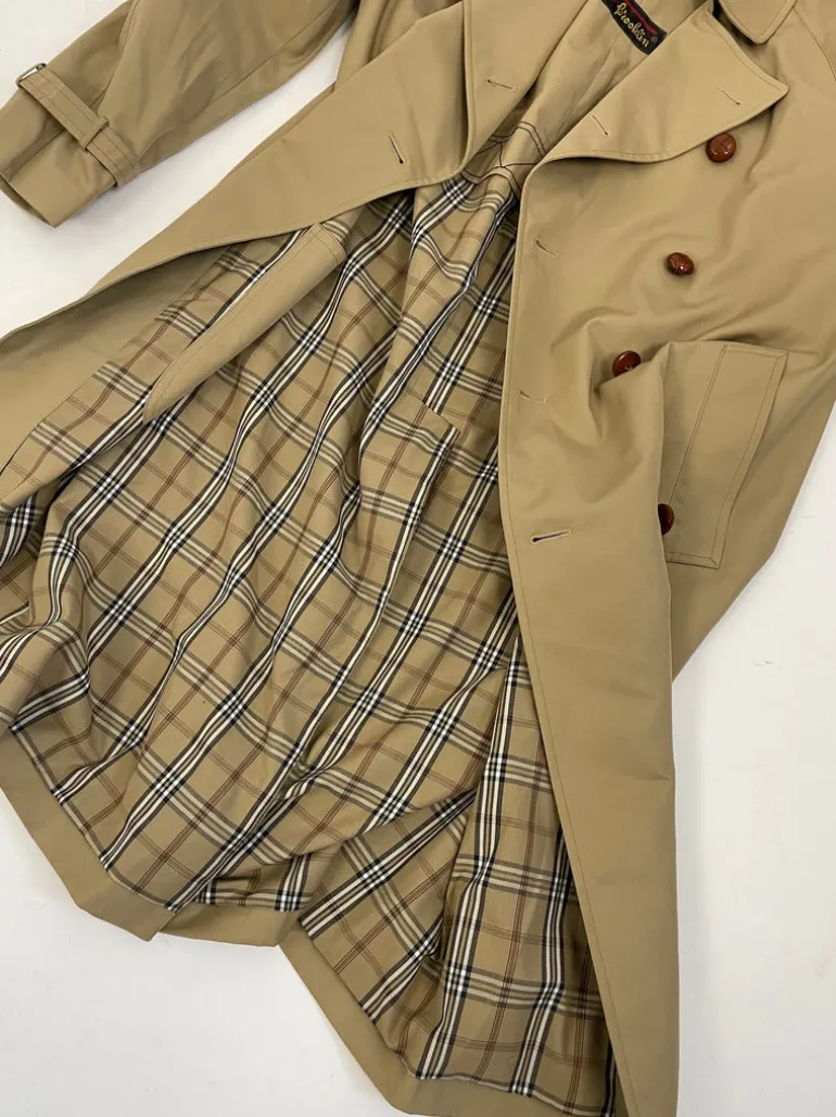 Trench anni '70 con fodera interna a quadri